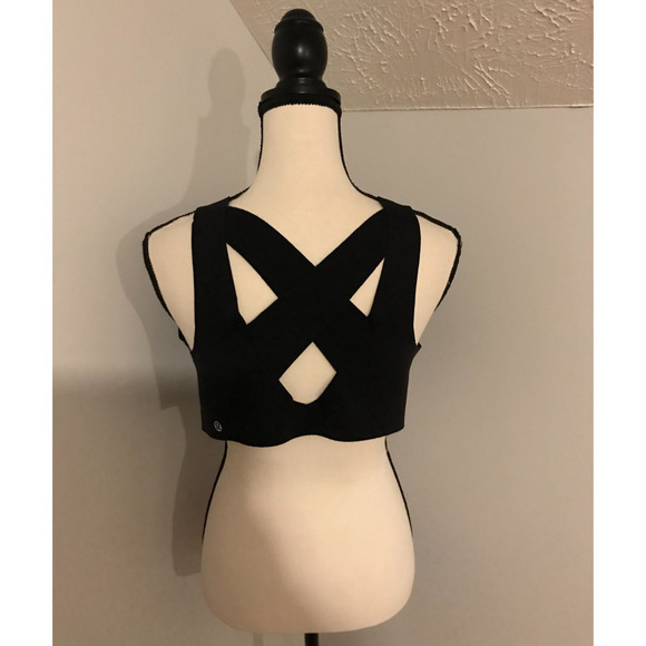 Lululemon Bra Women's Black Enlite Front Zip High Support Bra - Size 38 D - Picture 4 of 11